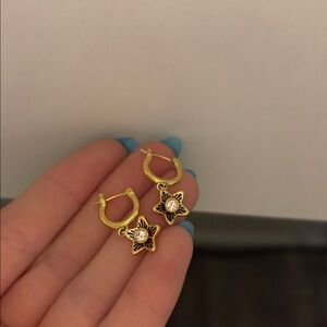 COACH wildflower huggie earrings